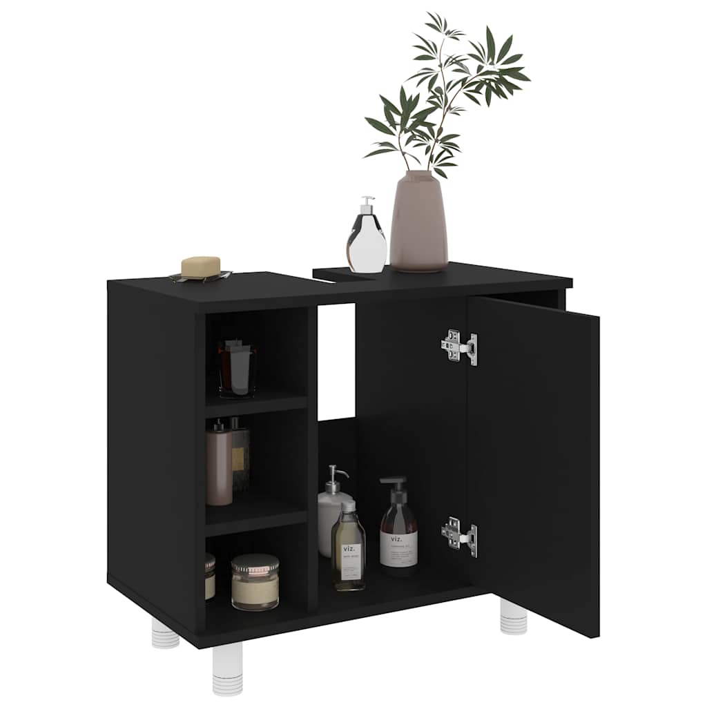 Mobile da Bagno Nero 60x32x53,5 cm in Legno Multistrato 802634