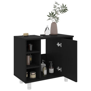 Mobile da Bagno Nero 60x32x53,5 cm in Legno Multistrato 802634
