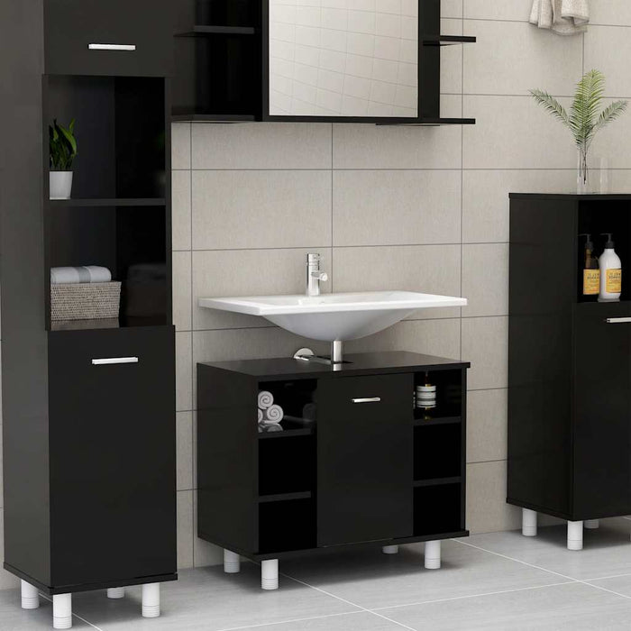 Mobile da Bagno Nero 60x32x53,5 cm in Legno Multistrato 802634
