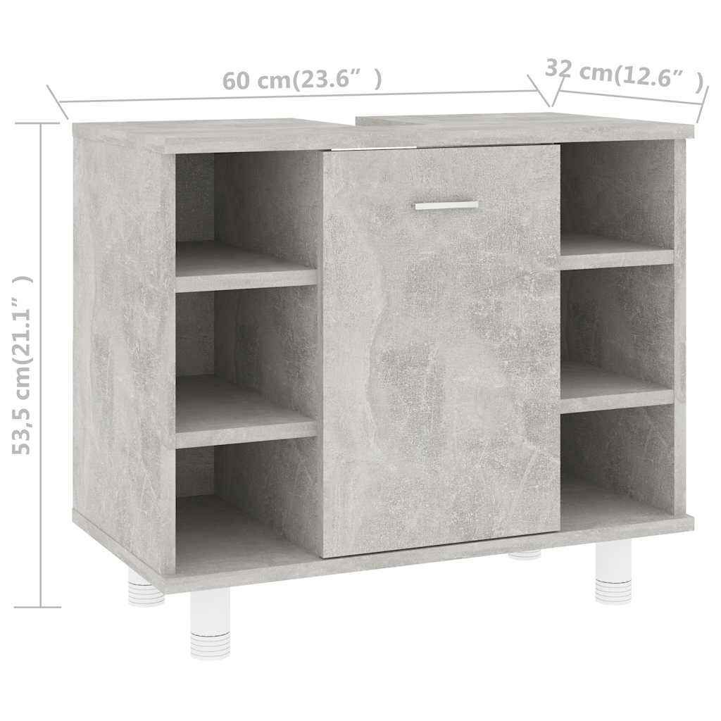 Mobile da Bagno Grigio Cemento 60x32x53,5 cm Legno Multistrato 802637