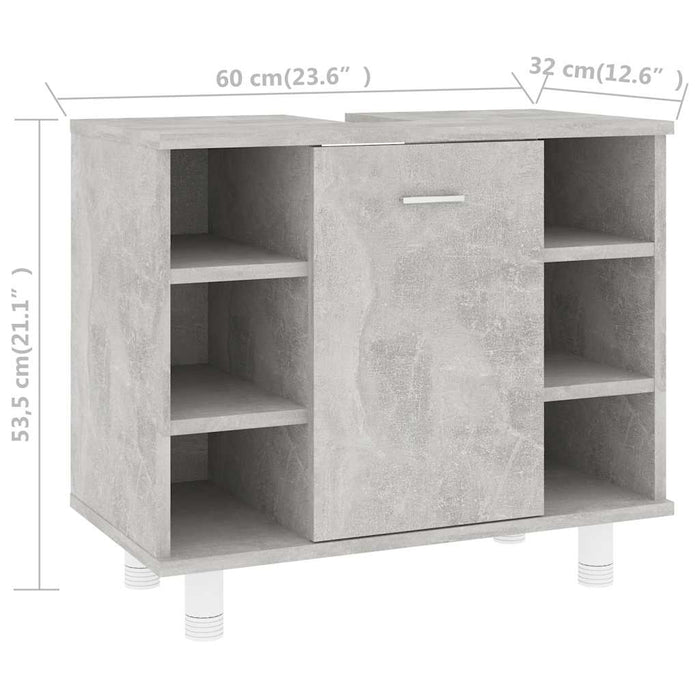 Mobile da Bagno Grigio Cemento 60x32x53,5 cm Legno Multistrato 802637