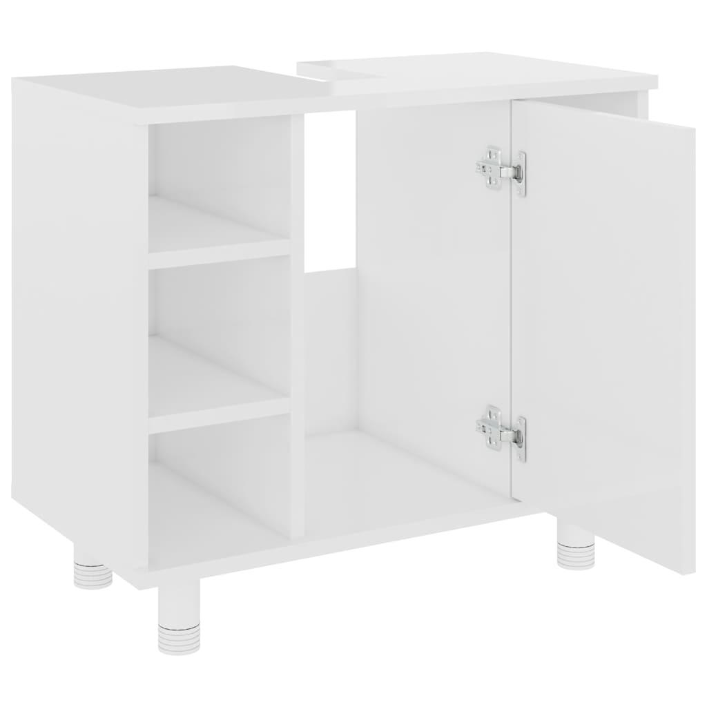 Mobile da Bagno Bianco Lucido 60x32x53,5cm in Legno Multistrato 802639