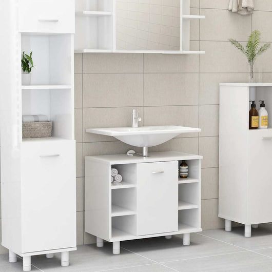 Mobile da Bagno Bianco Lucido 60x32x53,5cm in Legno Multistrato 802639