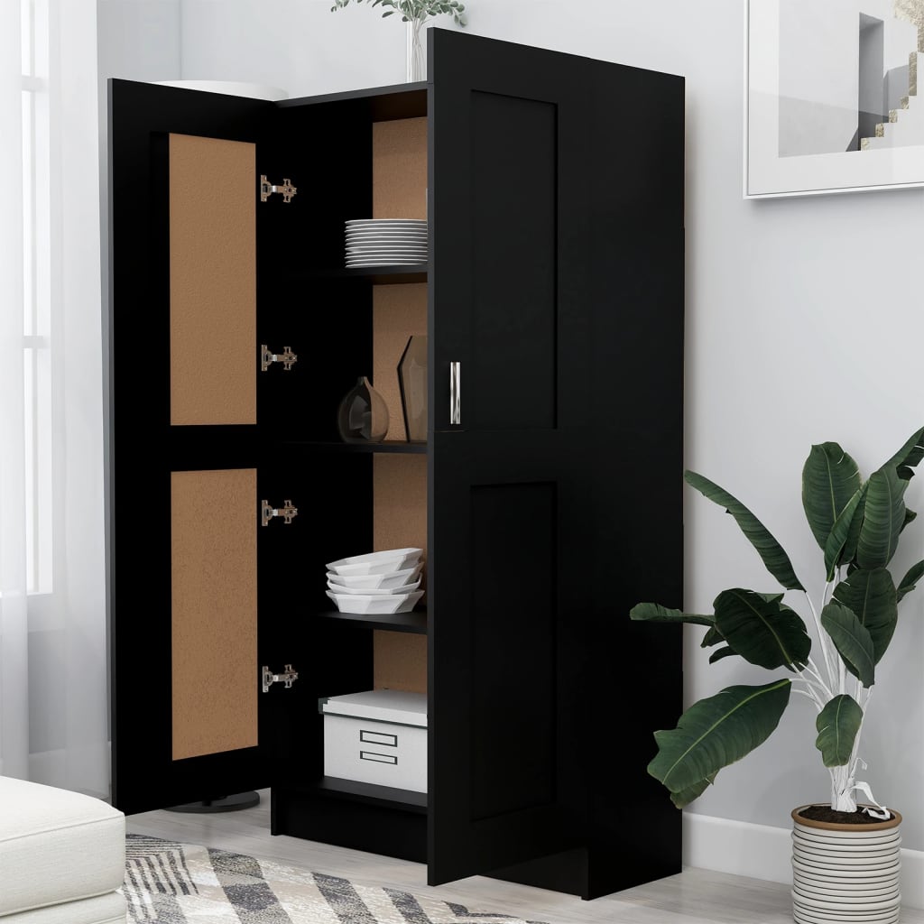 Libreria Nera 82,5x30,5x150 cm in Truciolato cod mxl 7627