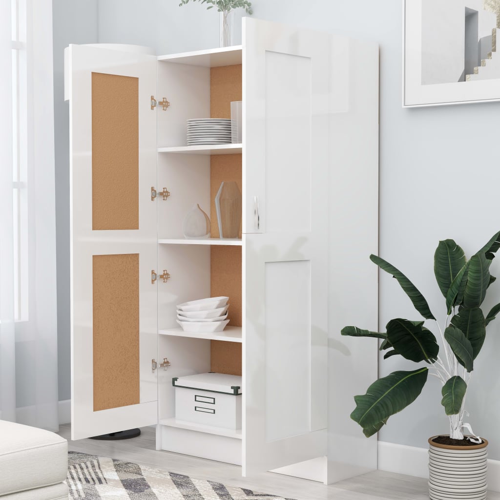 Libreria Bianco Lucido 82,5x30,5x150 cm in Legno Multistrato 802729