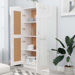 Libreria Bianco Lucido 82,5x30,5x150 cm in Legno Multistrato 802729