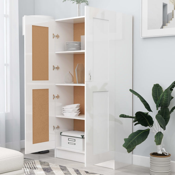 Libreria Bianco Lucido 82,5x30,5x150 cm in Legno Multistrato 802729