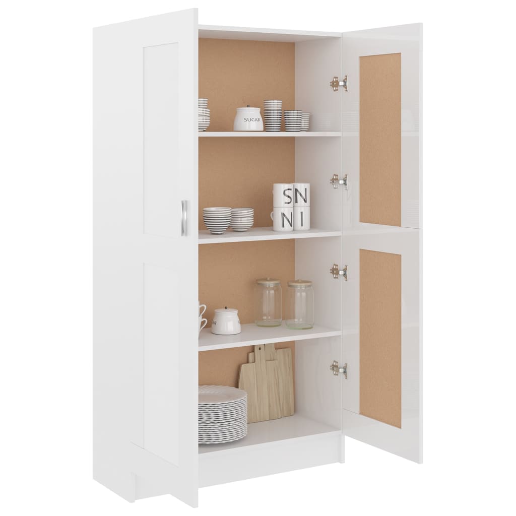 Libreria Bianco Lucido 82,5x30,5x150 cm in Legno Multistrato 802729
