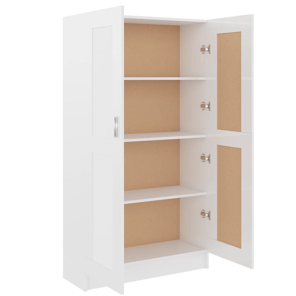 Libreria Bianco Lucido 82,5x30,5x150 cm in Legno Multistrato 802729
