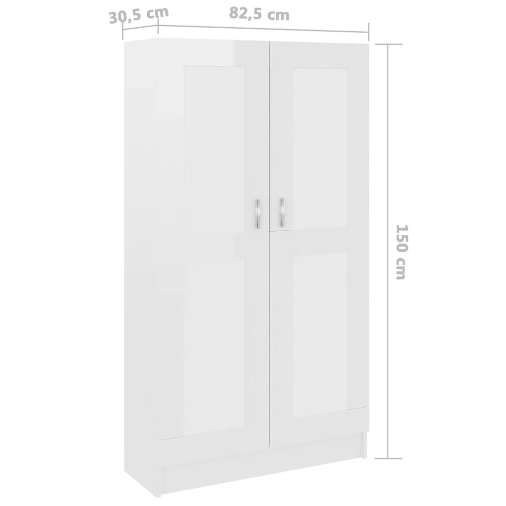 Libreria Bianco Lucido 82,5x30,5x150 cm in Legno Multistrato 802729