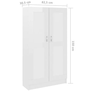 Libreria Bianco Lucido 82,5x30,5x150 cm in Legno Multistrato 802729