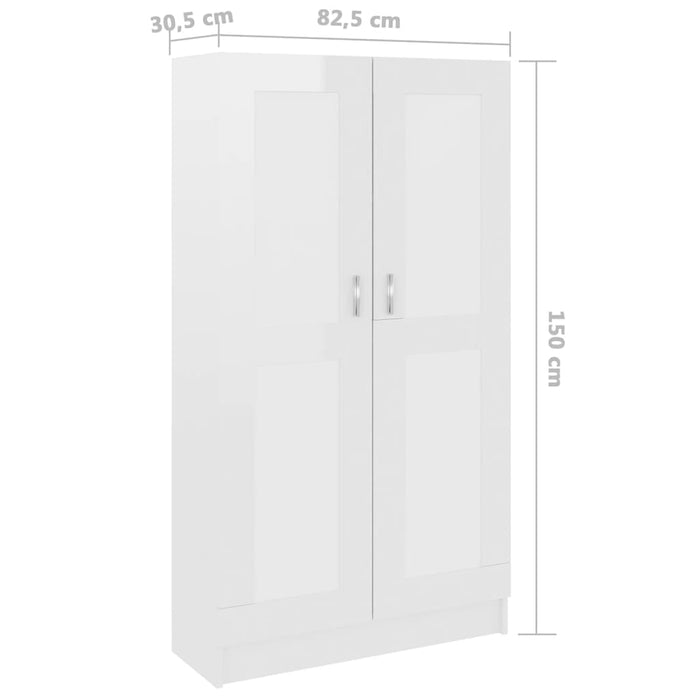 Libreria Bianco Lucido 82,5x30,5x150 cm in Legno Multistrato 802729