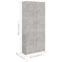 Libreria Grigio Cemento 82,5x30,5x185,5 cm in Legno Multistrato 802736