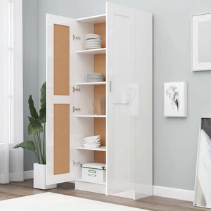 Libreria Bianco Lucido 82,5x30,5x185,5 cm in Legno Multistrato 802738
