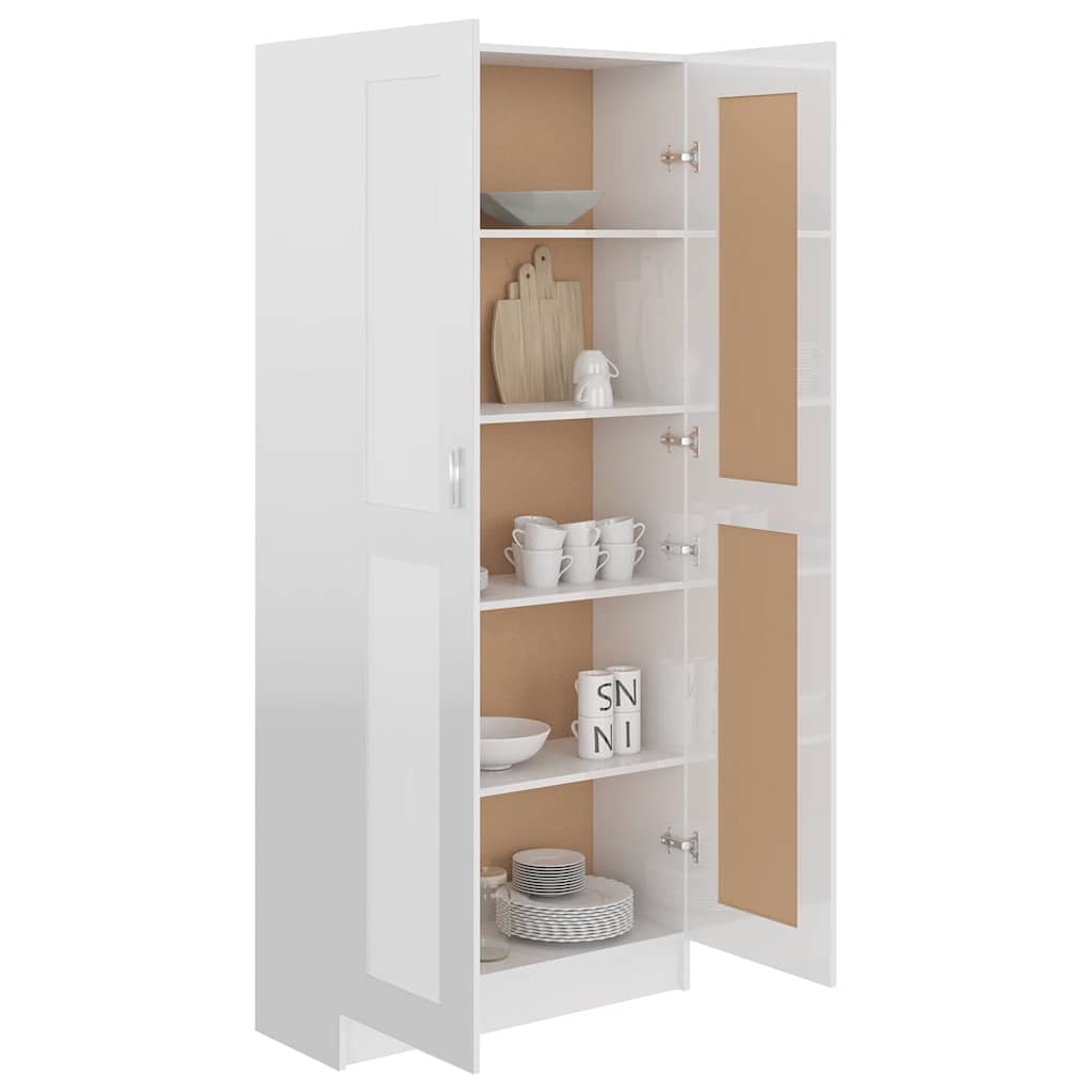 Libreria Bianco Lucido 82,5x30,5x185,5 cm in Legno Multistrato 802738