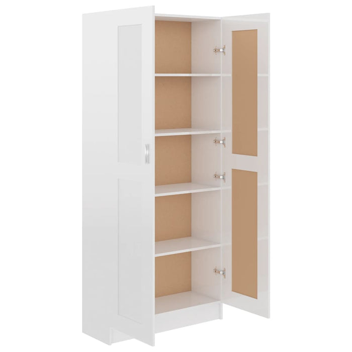 Libreria Bianco Lucido 82,5x30,5x185,5 cm in Legno Multistrato 802738