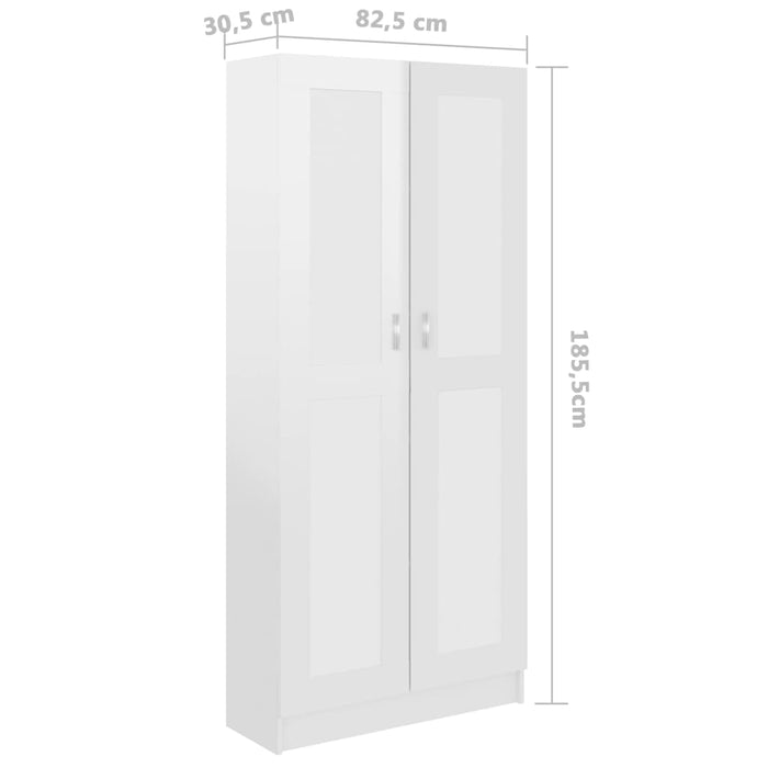 Libreria Bianco Lucido 82,5x30,5x185,5 cm in Legno Multistrato 802738