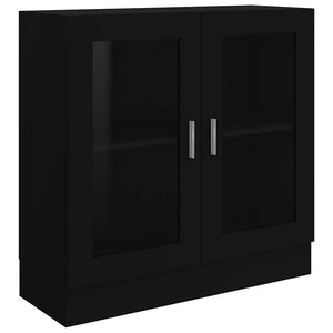 Armadietto con Vetrina Nero 82,5x30,5x80 cm Legno Multistrato 802742