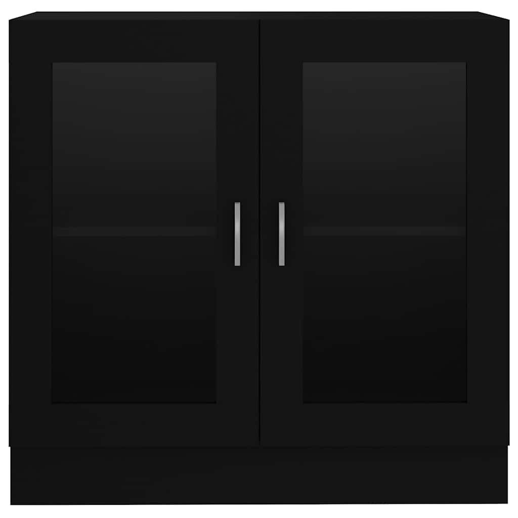 Armadietto con Vetrina Nero 82,5x30,5x80 cm in Truciolato