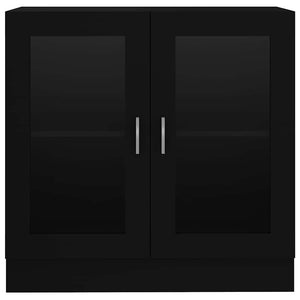 Armadietto con Vetrina Nero 82,5x30,5x80 cm Legno Multistrato 802742