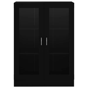 Armadietto con Vetrina Nero 82,5x30,5x115 cm in Truciolato