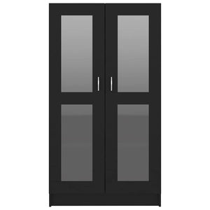 Armadietto con Vetrina Nero 82,5x30,5x150 cm in Truciolato