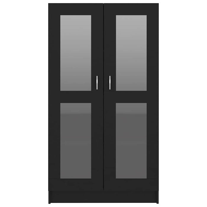 Armadietto con Vetrina Nero 82,5x30,5x150 cm in Truciolato