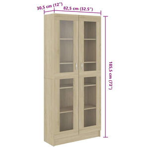 Armadietto con Vetrina Rovere 82,5x30,5x185,5cm in Truciolato