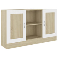 Credenza Bianca e Rovere Sonoma 120x30,5x70cm Legno Multistrato 802782