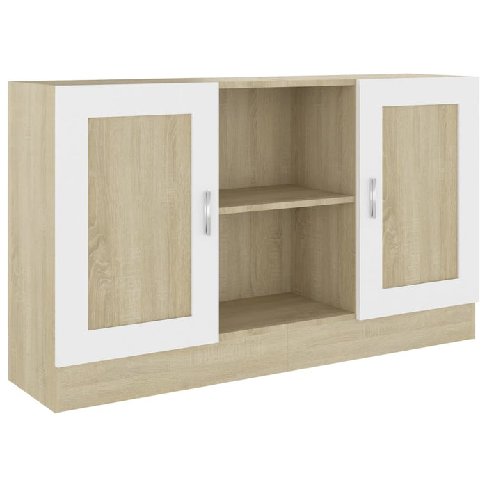 Credenza Bianca e Rovere Sonoma 120x30,5x70cm Legno Multistrato 802782