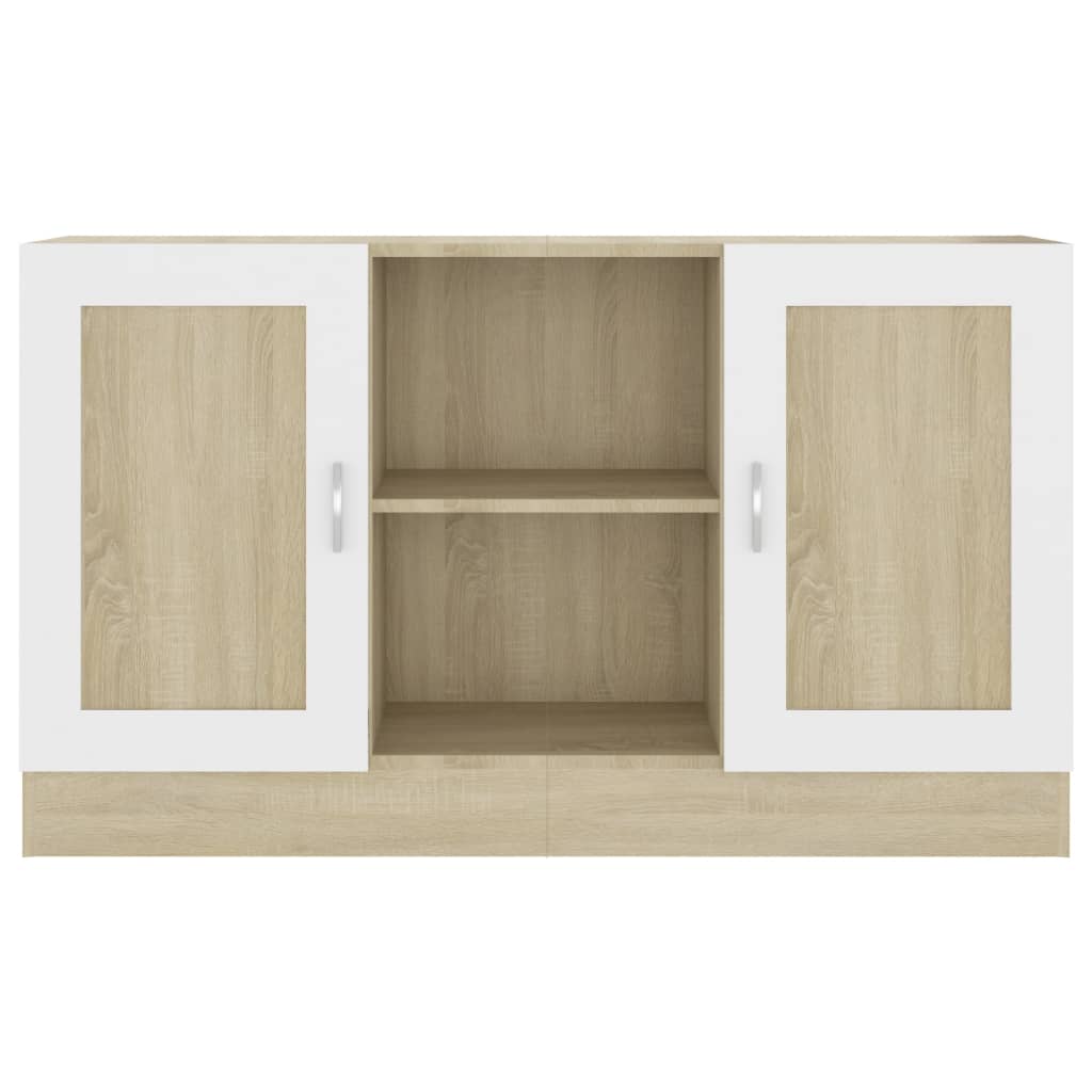 Credenza Bianca e Rovere Sonoma 120x30,5x70cm Legno Multistrato 802782