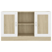 Credenza Bianca e Rovere Sonoma 120x30,5x70cm Legno Multistrato 802782