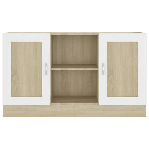 Credenza Bianca e Rovere Sonoma 120x30,5x70cm Legno Multistrato 802782