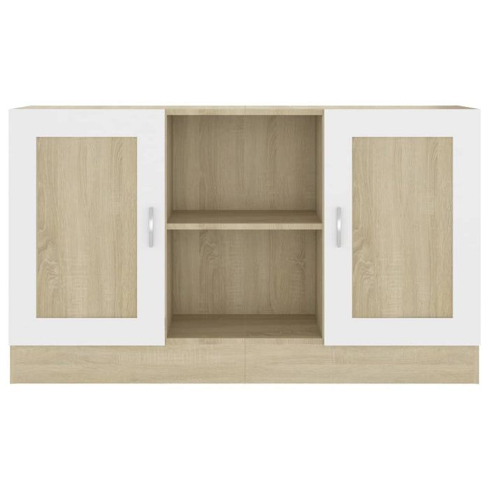 Credenza Bianca e Rovere Sonoma 120x30,5x70cm Legno Multistrato 802782