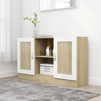 Credenza Bianca e Rovere Sonoma 120x30,5x70cm Legno Multistrato 802782