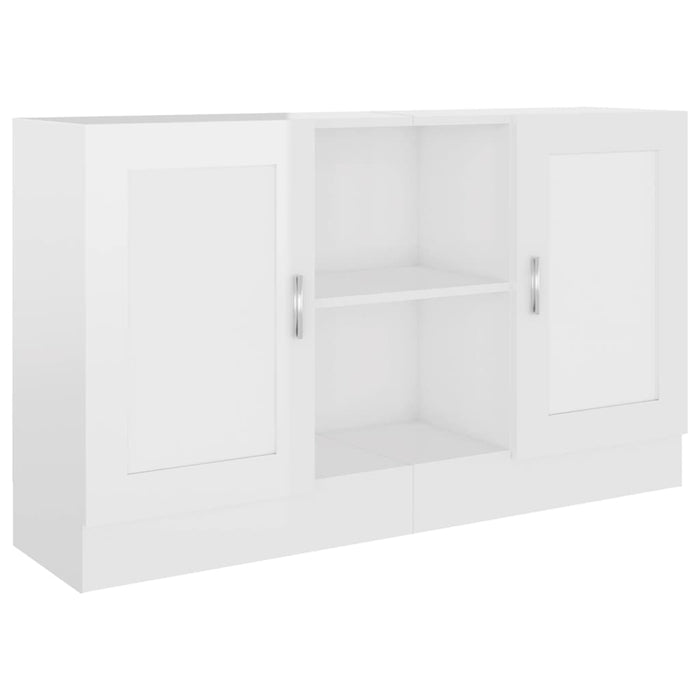 Credenza Bianco Lucido 120x30,5x70 cm in Legno Multistrato 802783