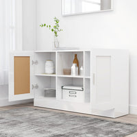 Credenza Bianco Lucido 120x30,5x70 cm in Legno Multistrato 802783