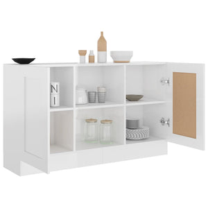 Credenza Bianco Lucido 120x30,5x70 cm in Legno Multistrato 802783