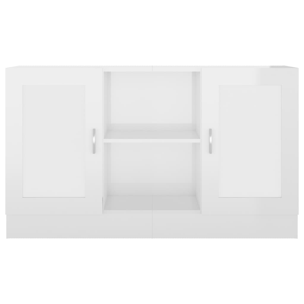 Credenza Bianco Lucido 120x30,5x70 cm in Legno Multistrato 802783