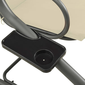 Panchina a Dondolo da Giardino con Baldacchino Bianco Sabbia 313337