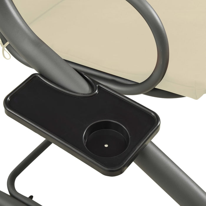 Panchina a Dondolo da Giardino con Baldacchino Bianco Sabbia 313337