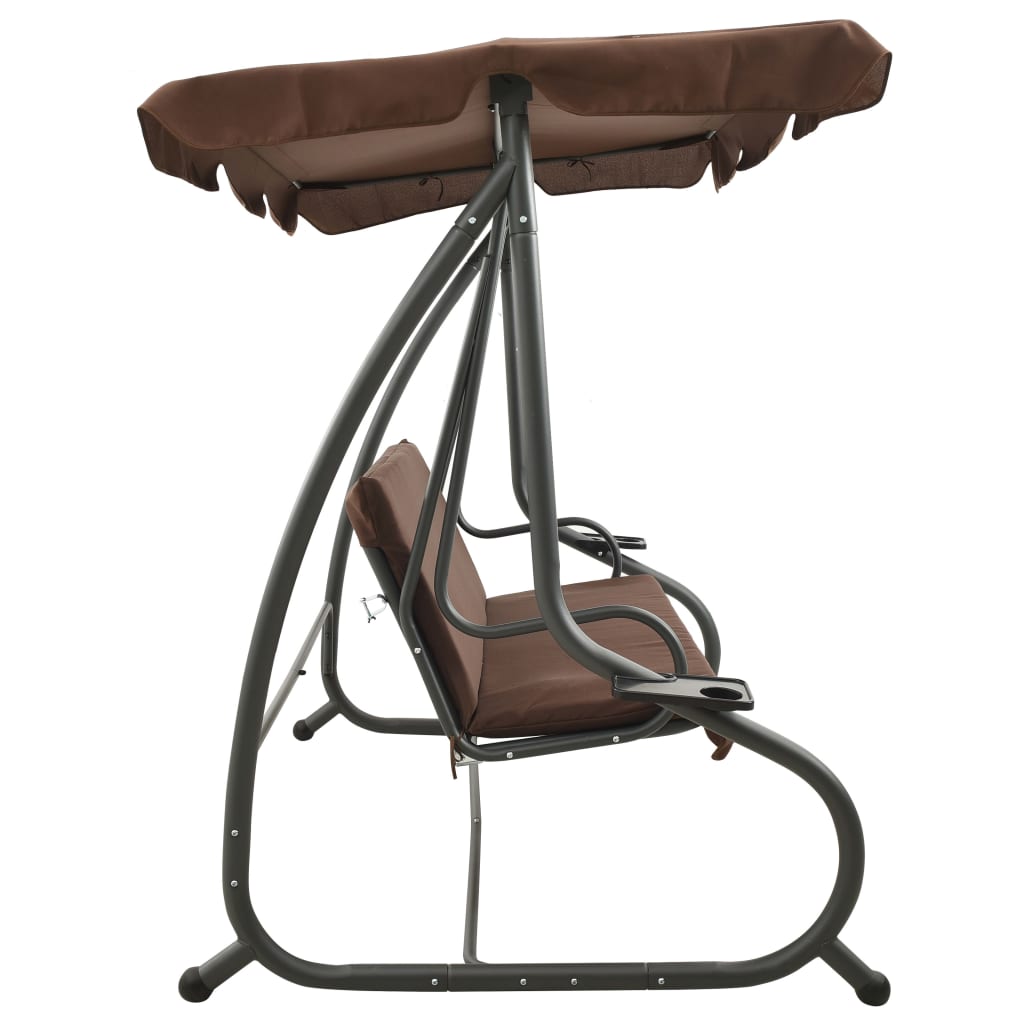 Panchina a Dondolo da Giardino con Baldacchino Caffè 313338