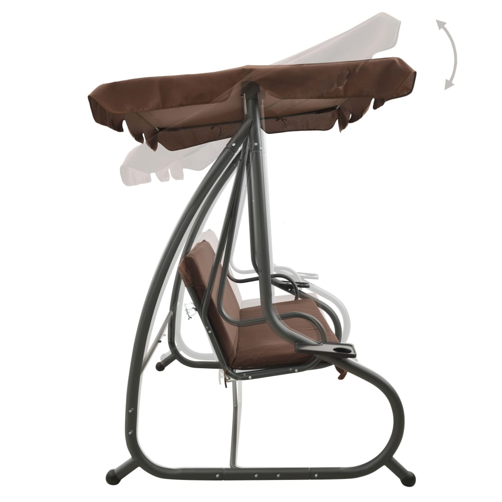 Panchina a Dondolo da Giardino con Baldacchino Caffè 313338