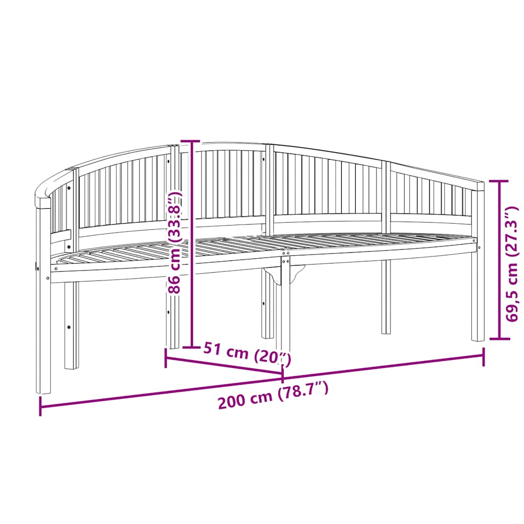 Panchina a Forma di Banana 200 cm in Legno Massello di Teak 310495