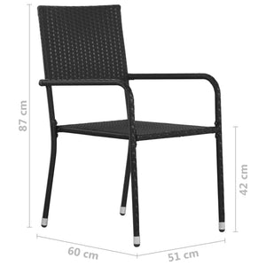 Sedie da Pranzo da Esterni 6 pz in Polyrattan Nero 313122