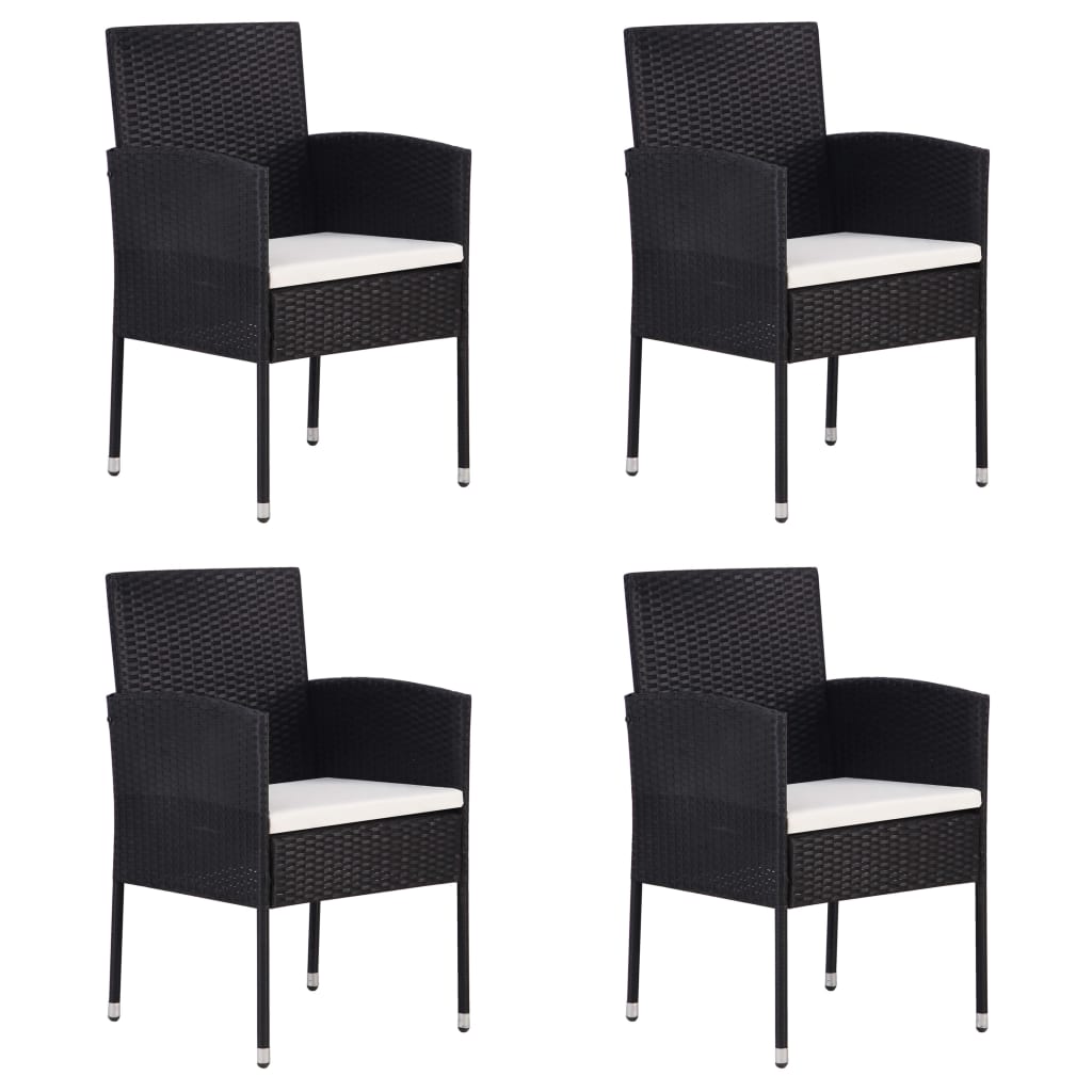 Sedie da Giardino Set 4 pz in Polyrattan Nero cod mxl 13477