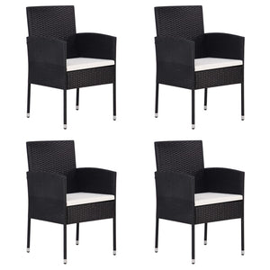 Sedie da Giardino Set 4 pz in Polyrattan Nero cod mxl 13477