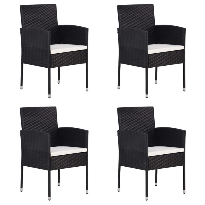 Sedie da Giardino Set 4 pz in Polyrattan Nero cod mxl 13477