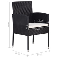 Sedie da Giardino Set 4 pz in Polyrattan Nero cod mxl 13477