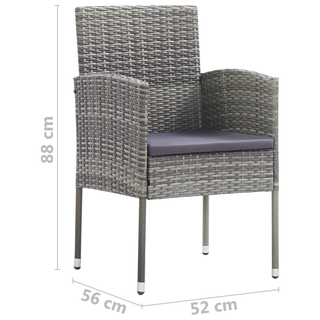 Sedie da Giardino 4 pz in Polyrattan Antracite 313126